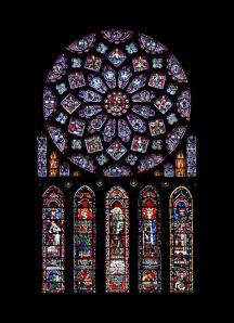Northern rose window of Chartres Cathedral, ca. 1235. Chartres, France.
