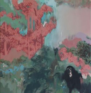 Skylar Hughes, Hem and Leaf and Branch and Bone, Oil on Canvas, 14 x 14 in, 2012, Collection of the artist