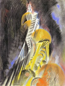 Acquired by the NBMAA in 1952: Abstraction, 1913. Max Weber (1881-1961). Pastel, charcoal and collage element on paper, 24 ½ x 18 ¾ in. Charles F. Smith Fund, 1953.04.